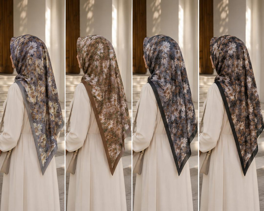 Foulard Satiné Fleuri – Collection Automne 🍂