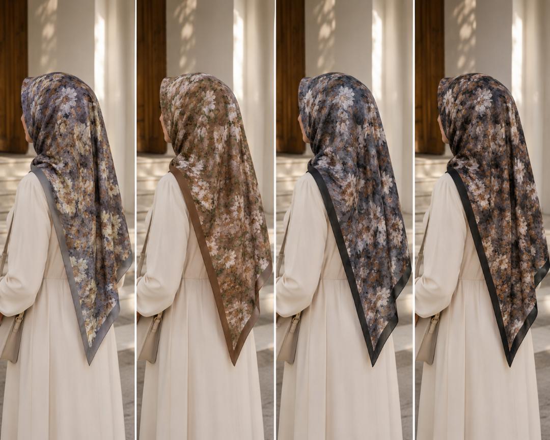 Foulard Satiné Fleuri – Collection Automne 🍂