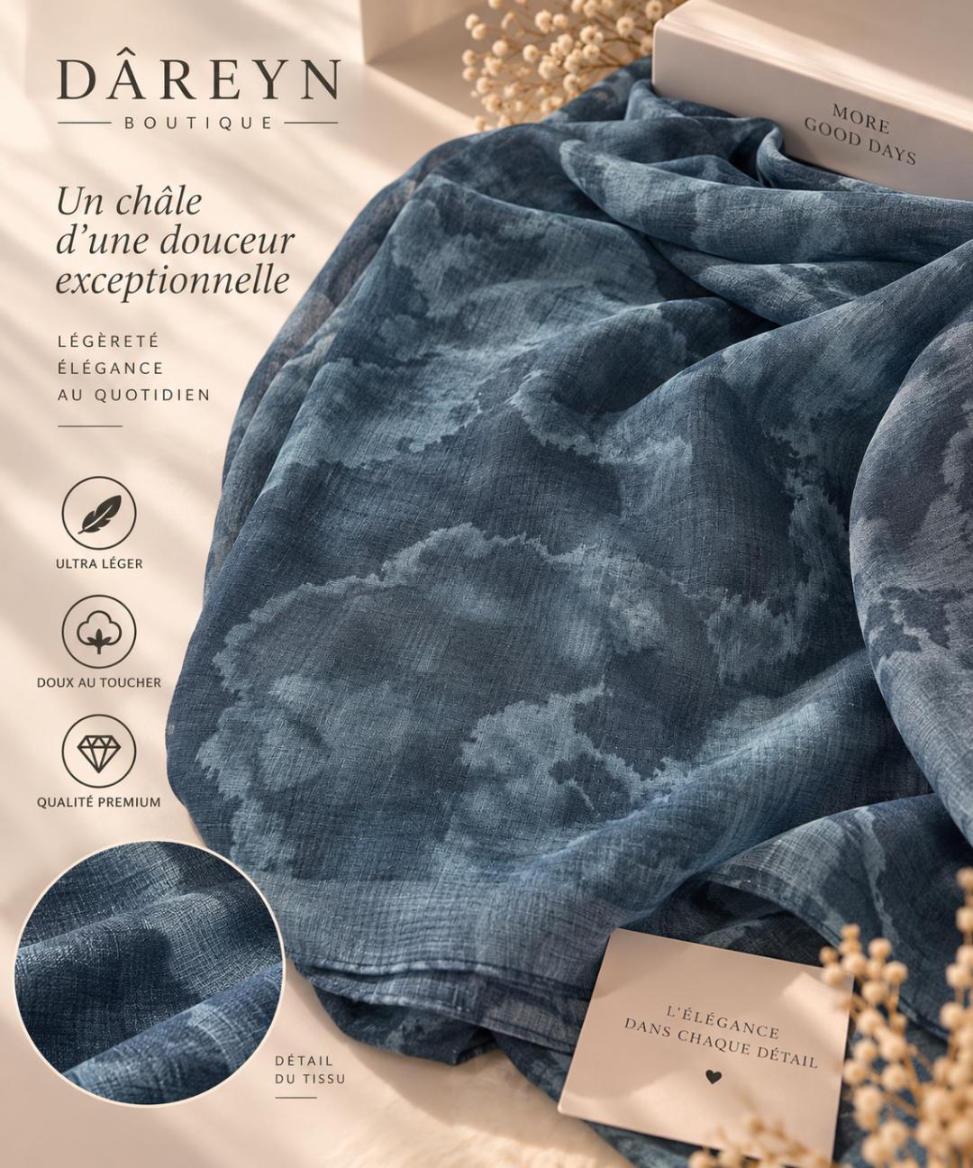 Châle fleuri léger bleu DÂREYN Boutique