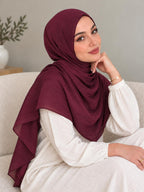 Châle Flowy prune clair porté en hijab